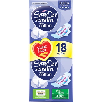 Everyday Sensitive Super Ultra Plus Дамски превръзки, 18 броя, Everyday