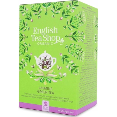 English Tea Shop zelený čaj s jasmínem a bezinkou 20 vreciek