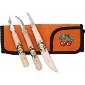 Kirschen Set of carving knives Velourleather bag