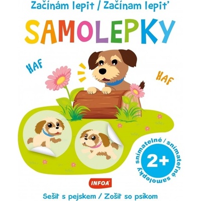 Začínam lepiť zošit so psíkom