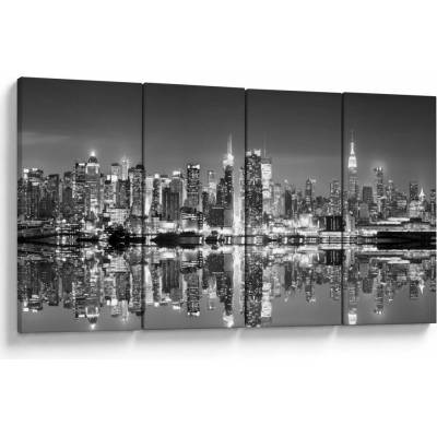 Obraz - New York, čiernobiely, štvordielne 160x80 cm