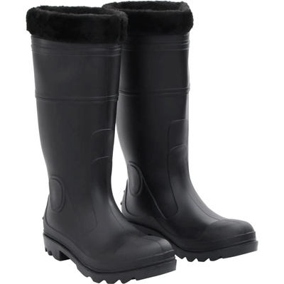 vidaXL Ботуши за дъжд с подвижни чорапи, черни, размер 42, PVC (137600)