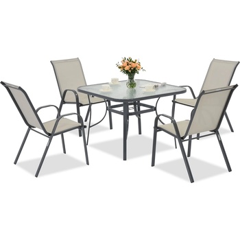 Garden Point Метална градинска мебел Modena за 4 души с квадратна маса Garden Point светлосива (GAP1080-4)