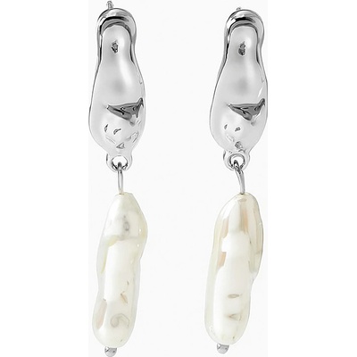 SARINES Visací náušnice s perlami ve stříbrném tónu, umělecký design S1081