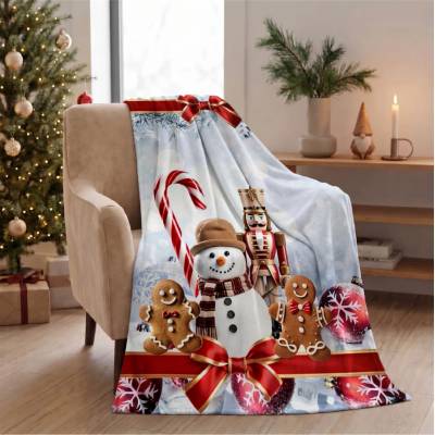 Mybesthome vánoční deka mikovláknová s beránkem PLAID CHRISTMAS motiv vánoční kamarádi 130x160