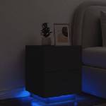 vidaXL Нощно шкафче с LED осветление, черно, инженерно дърво (836737)