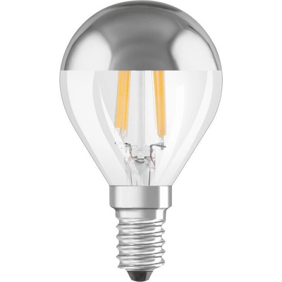 Osram LED žárovka kapka, 4 W, 380 lm, teplá bílá, E14 LED STAR CL P FIL MIRROR SILVER 34