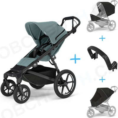 Thule Set 4v1 Urban Glide 4-wheel Mid blue 2024 + pláštenka + ochranná sieť + madlo