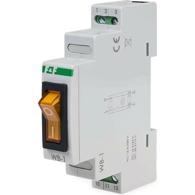 WB-1Y - Vypínač na DIN lištu s LED, žltý, 230V, 16A