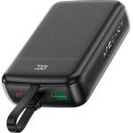 ACEFAST Външна батерия с вграден USB-C кабел, USB-C и USB-A портове и технология за бързо зареждане - Acefast M14 Power Bank PD 22.5W 20000 mAh with Built-in USB-C Cable (черен) (M14-20000)