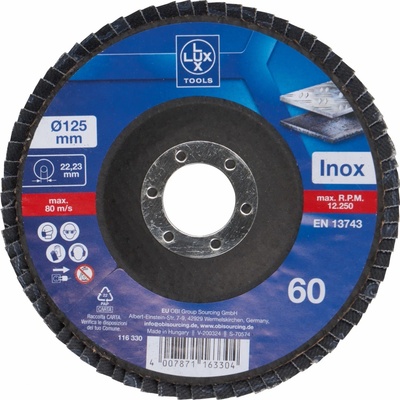 LUX-TOOLS Lamelový brúsny kotúč na kov, zrnitosť K60, pr. 125 mm