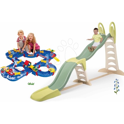 Smoby Set šmykľavka s trojitou vlnou a vodná dráha v kufríku Super Megagliss 2v1 Life s nastaviteľnou dĺžkou šmyku 360 cm