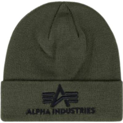 Alpha Industries 3D Beanie dark green zelená