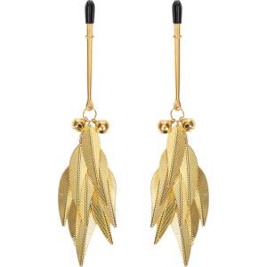 Rimba Bondage Play Nipple Clamps with Feathers Gold