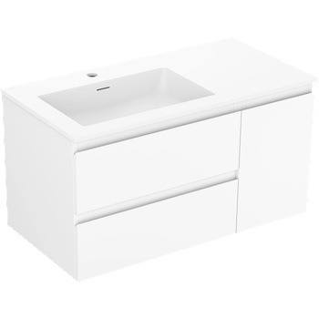 Mexen Orio баня шкаф 90 см с мивка Otis лява, 2S, 1D, бял мат - 91A13-09047-3-BBFFF01-W18L01 (91A13-09047-3-BBFFF01-W18L01)