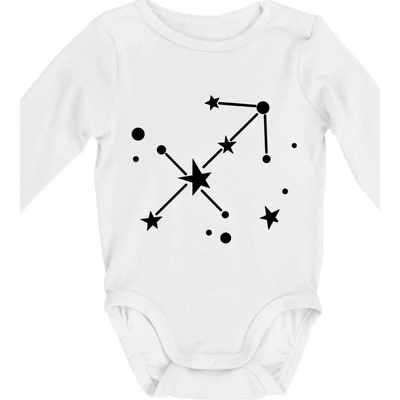 Súhvezdie Sagittarius Strelec Body dojčenské s dlhým rukávom dlouhý rukáv biele
