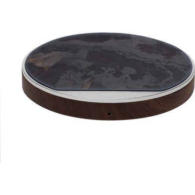 4smarts Select Wireless Fast Charger LIGNO 10W - поставка (пад) за безжично захранване с елементи от истинско дърво, карбон и кожа (тъмносив)