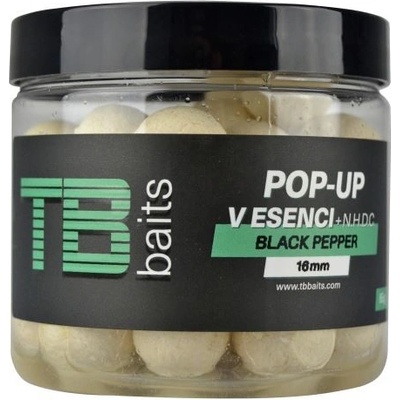 TB Baits Plovoucí Boilie Pop-Up White Black Pepper + NHDC 65 g - 12 mm