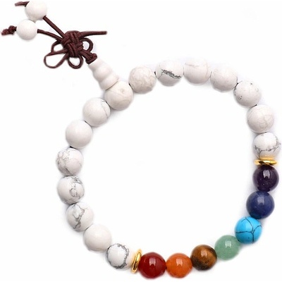 Nefertitis Howlit bílý Buddha mala náramek čakrový NF10923