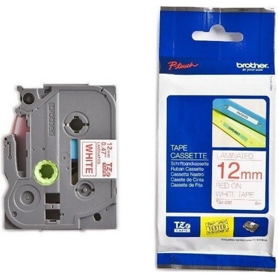 Páska Brother 12mm TZE232, červená na bielu
