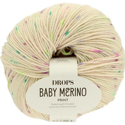Drops Baby Merino PRINT 101 krémová s barevnými tečkami