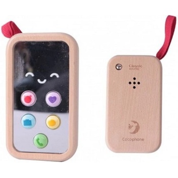 Teddies Interaktivní hračka Telefon Mobil dřevo
