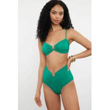 Trendyol Emerald Green Premium Accessorized High Waist Hipster Bikini Bottom zelená