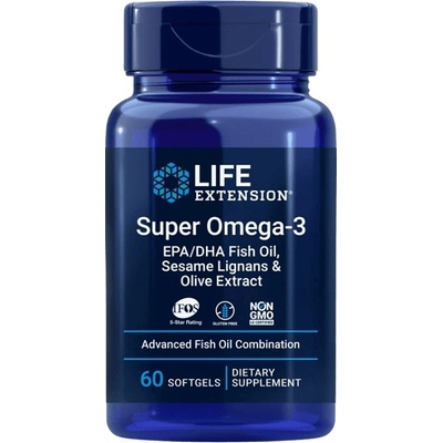 Life Extension Super Omega-3 EPA/DHA Fish Oil Sesame Lignans & Olive Extract 60 enterických kapsúl
