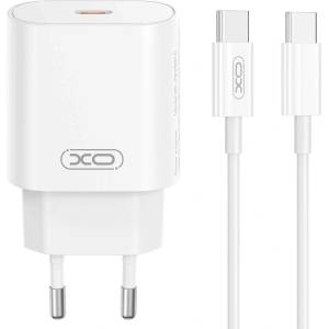 XO Бързо зарядно 25W за Apple iPhone, Samsung XO CE25 PD, 220V, с кабел USB-C - USB-C (CE25)
