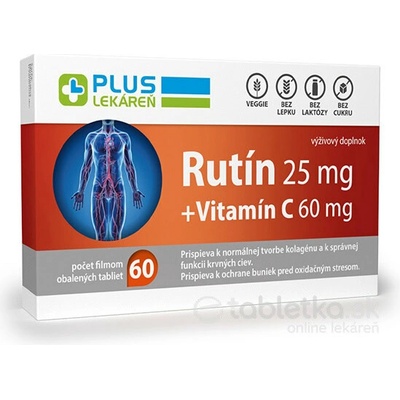 Vulm Plus Lékáreň Rutín 25 mg + Vitamín C 60 mg tbl flm 60 ks