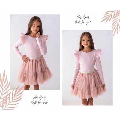 Lily Grey halenka s dlouhým rukávem a volánem Baby Pink