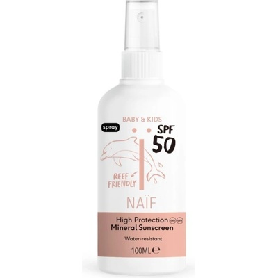 NAIF ochranný sprej na opalování SPF50 pro děti a miminka 100 ml – Zboží Dáma