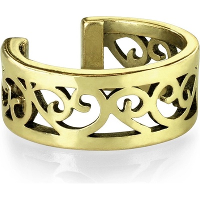 Šperky4U zlacený falešný piercing do ucha klips s ornamenty FP1017-GD