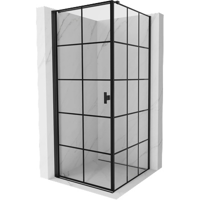 Mexen Mist-B лява душ кабина с отваряема врата 80 x 80 см, черна решетка, черна - 8A2T-080-080-70-77-L (8A2T-080-080-70-77-L)