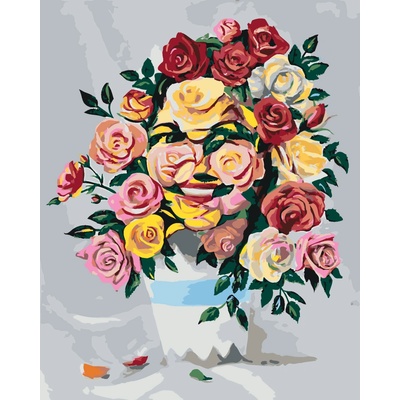 ZUTY Malování podle čísel RŮŽE VE VÁZE D RUSTY RUST Rozměr 80 x 100 cm Rámování bez rámu a bez vypnutí plátna
