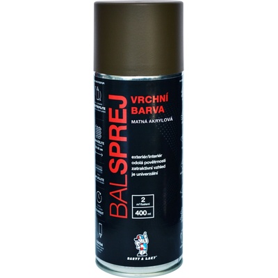 BALSPREJ vrchná univerzálna akrylová farba v spreji, RAL 6014 olivová zelenožltá mat, 400 ml