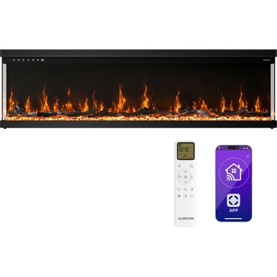 Klarstein EchoFlame Smart nástenný elektrický krb 152 cm 1800 W 2 režimy vykurovania 12 farieb Čierny