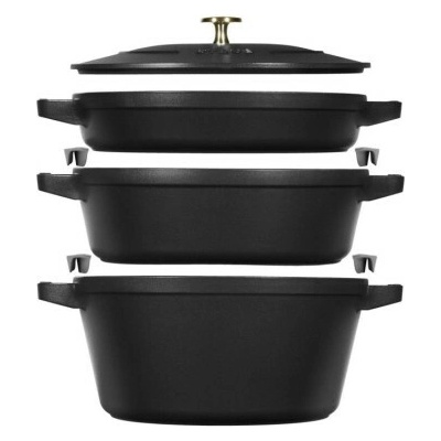 Staub La Cocotte 4,2 l kulatý litinový pekáč/směsník – sada 3 kusů