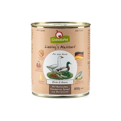 GranataPet kachna & husa s pastinákem brusinkami špenátem a borákovým olejem 800 g
