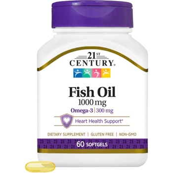21st Century Fish Oil, 1000 mg, 60 капсули, 21st Century (9142)
