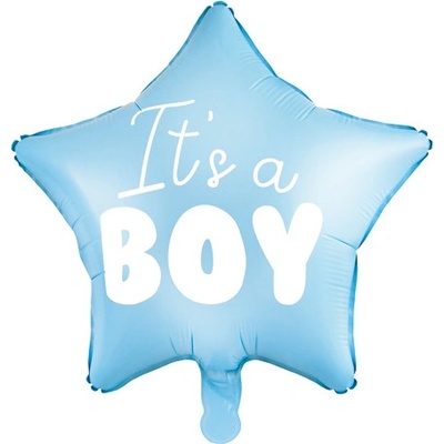 PartyDeco Fóliový balón hviezda It´s a boy 48cm
