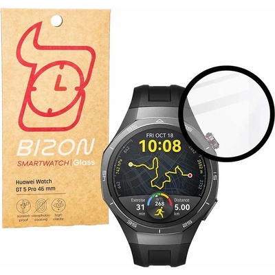 Bizon Хибридно защитно покритие за дисплея на Huawei Watch GT 5 Pro 46мм - Bizon Glass Watch Edge Hybrid Protector (черен-прозрачен) (BIZ6932)