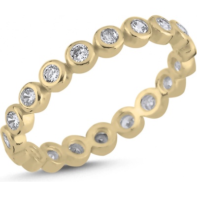 Lunica Stříbrný GOLD ETERNITY prstýnek se zirkony 0537 6