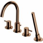 Omnires Y смесител за вана/душ с 4 отвора, медно покритие, с душ комплект (Y1232CP)