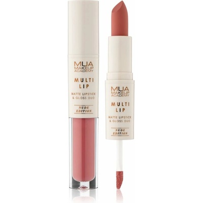 MUA Makeup Academy Multi Lip Nude Edition dlhotrvajúci rúž a lesk na pery duo Bloom 3,2 g