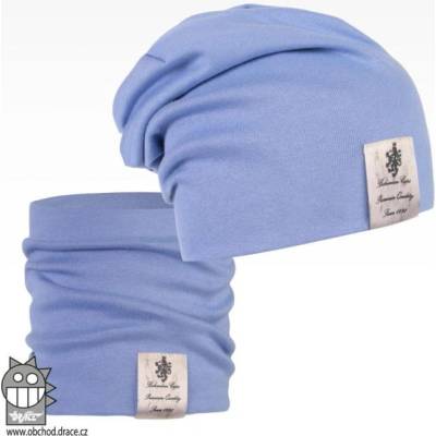 Pastels double set čepice a nákrčníku vzor 20 modrá azurová