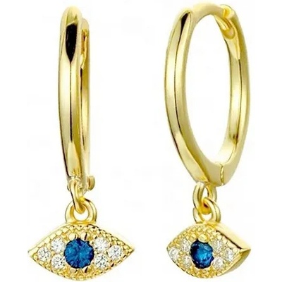 Majya Strieborné náušnice BLUE EYE pozlátené 10370