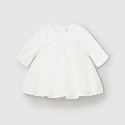 Mayoral Официална нежна рокля тюл за новородено момиче в мръсно бял цвят Майорал