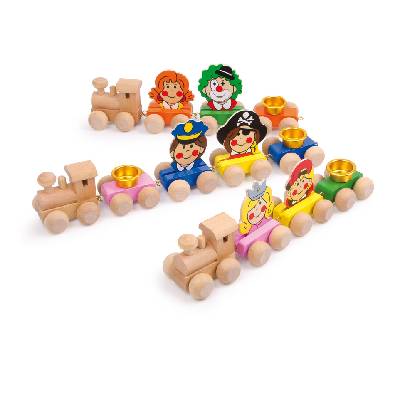 small foot Dřevěný narozeninový vláček tváře