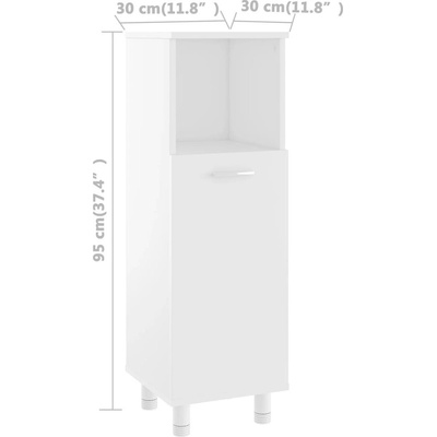 vidaXL Koupelnová skříňka bílá 30x30x95 cm Dřevěný materiál